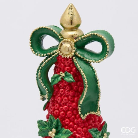 EDG Enzo De Gasperi Pino di Natale con Fiocco H34 cm Verde Rosso – Decorazione Natalizia