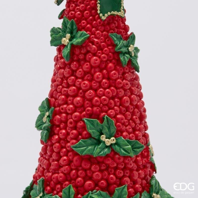 EDG Enzo De Gasperi Pino di Natale con Fiocco H34 cm Verde Rosso – Decorazione Natalizia