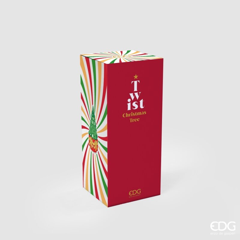 EDG Enzo De Gasperi Pino Twist Regalo LED H30x12,5x12,5 cm Verde Rosso con Movimento – Decorazione di Natale