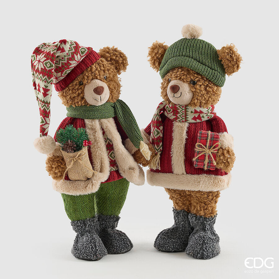 EDG Enzo De Gasperi Orso Mountain Natalizio Assortito H52 cm Verde Rosso – Decorazione di Natale