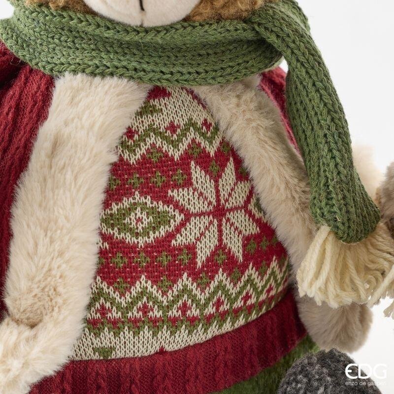 DG Enzo De Gasperi Orso Mountain Natalizio Assortito H40 cm Verde Rosso – Decorazione di Natale 1 Pz