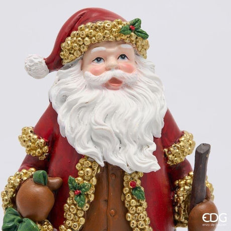 EDG Enzo De Gasperi Weihnachtsmann mit Stab H27x13x11 cm Grün Rot – Weihnachtsdekoration