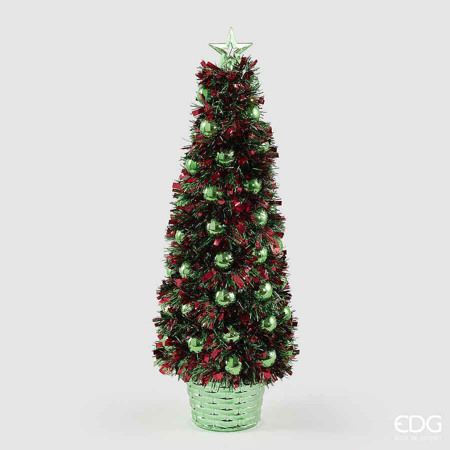 EDG Enzo De Gasperi Pino con Palle Green Mix H50 Ø16 cm – Decorazione di Natale