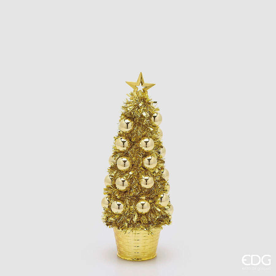 EDG Enzo De Gasperi Deko Kiefer mit Kugeln Gold H35 Ø13 cm – Weihnachtsdeko