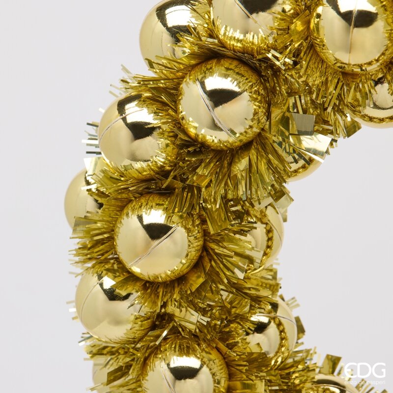 EDG Enzo De Gasperi Kranz mit hängenden Kugeln Gold Ø32xH6,5 cm – Weihnachtsdekoration
