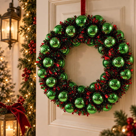 EDG Enzo De Gasperi Corona Natalizia con Palline da Appendere Ø32 cm Verde Mix – Decorazione di Natale
