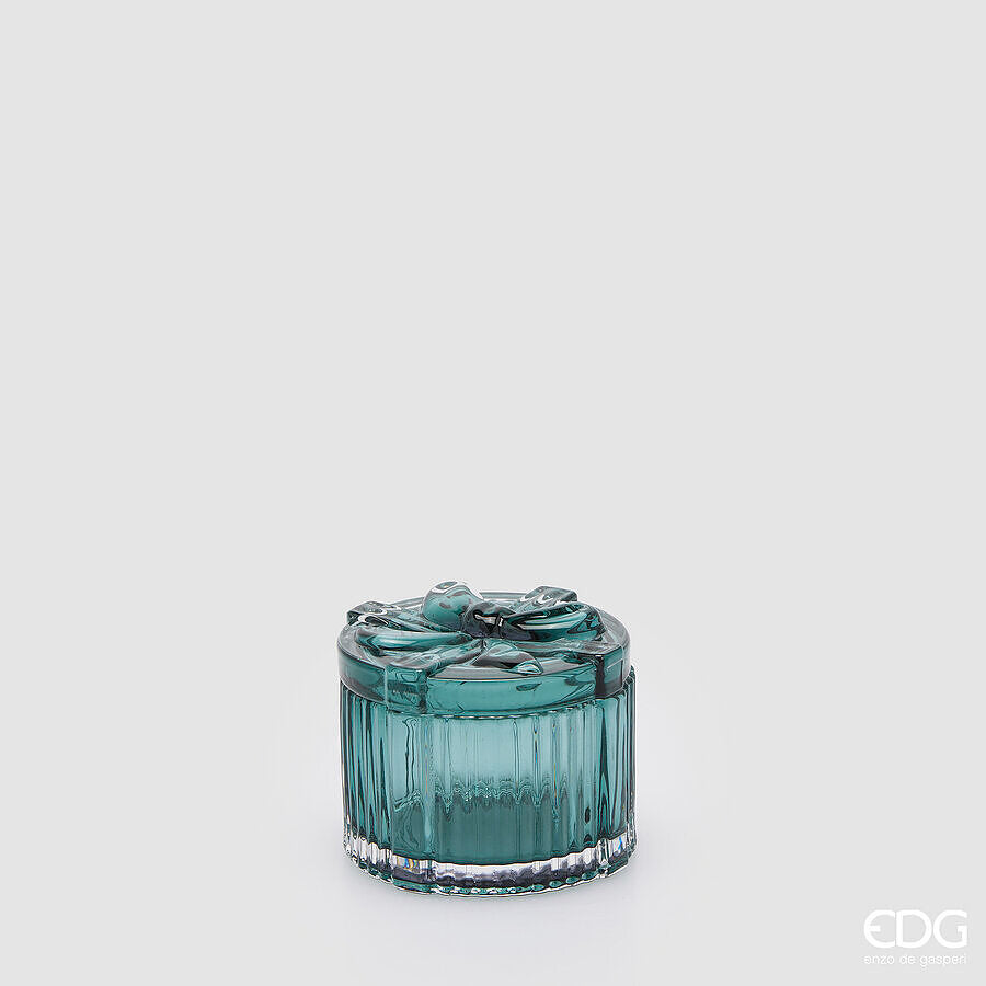 EDG Enzo De Gasperi Contenitore Decorativo Pacco Regalo Rotondo H6 Ø8 cm Verde Mix – Decorazione Natalizia