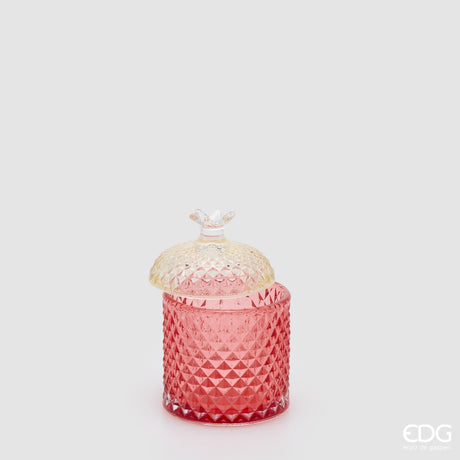 EDG Enzo De Gasperi Dekorativer rundes Behältnis mit Rautendesign H13 Ø8,5 cm Rot – Weihnachtsdeko