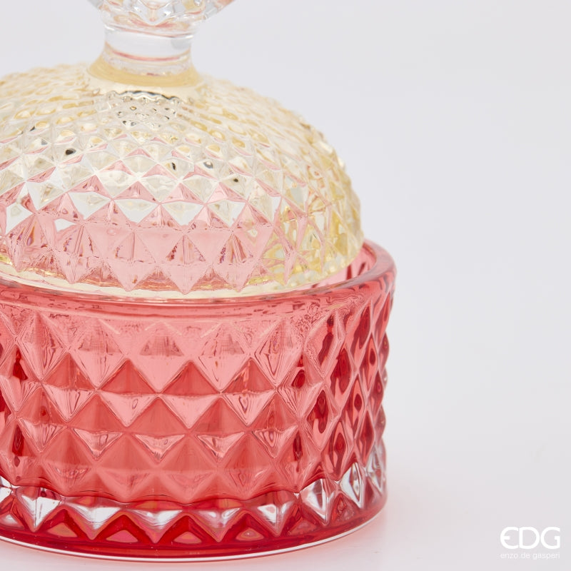 EDG Enzo De Gasperi Contenitore Decorativo Rotondo a Rombi H9,5 Ø8,5 cm Rosso – Decorazione di Natale
