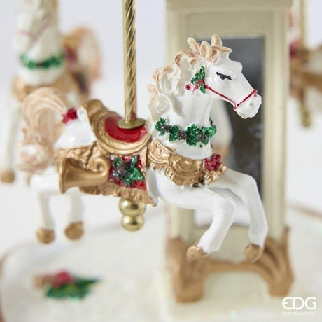 EDG Enzo De Gasperi Musik-Karussell Weihnachtsdeko Pferd H25 Ø20 cm Rot – Weihnachtsdekoration