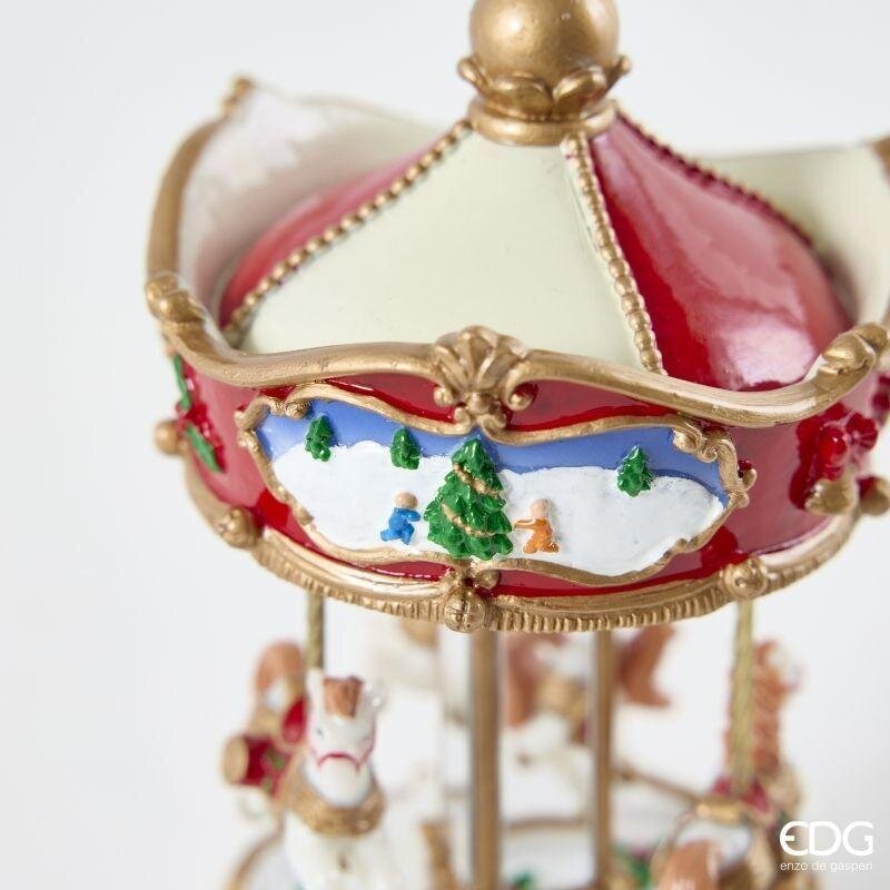 EDG Enzo De Gasperi Carillon Natalizio Cavallo Giostra H17 Ø9,5 cm Rosso – Decorazione di Natale