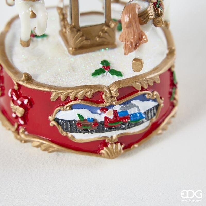 EDG Enzo De Gasperi Carillon Natalizio Cavallo Giostra H17 Ø9,5 cm Rosso – Decorazione di Natale