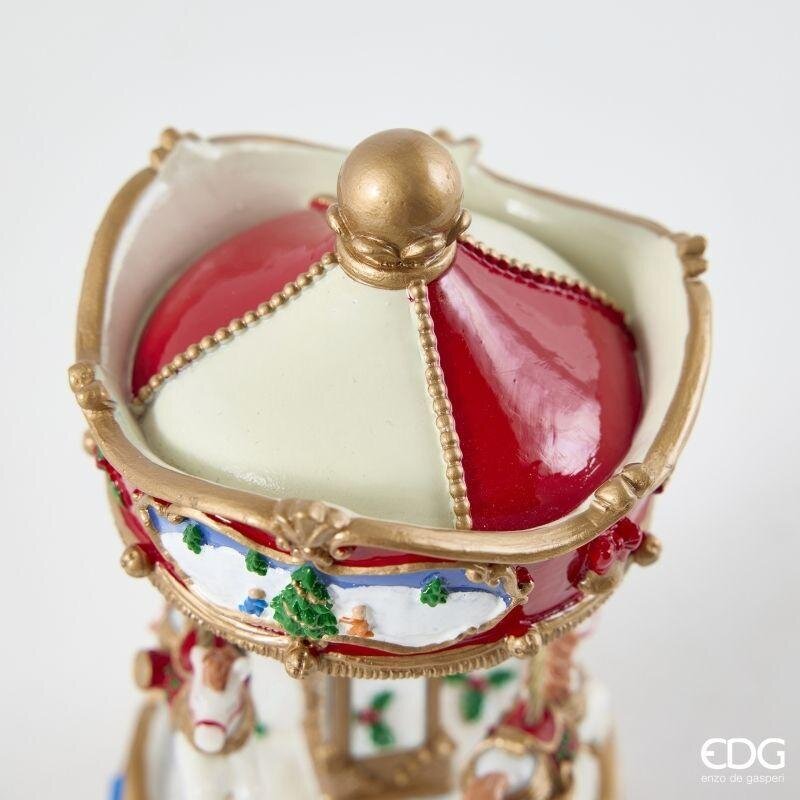EDG Enzo De Gasperi Carillon Natalizio Cavallo Giostra H17 Ø9,5 cm Rosso – Decorazione di Natale