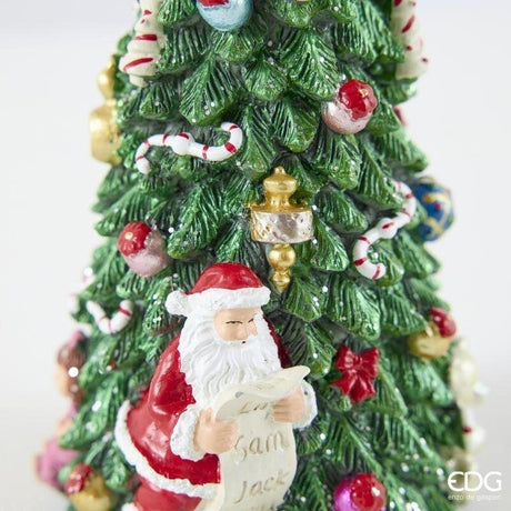 EDG Enzo De Gasperi Spieluhr Weihnachtsmann auf Fichte H.22 Grün Rot