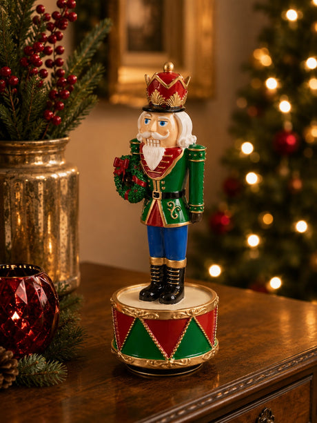 EDG Enzo De Gasperi Weihnachtsspieldose Soldat H22 Ø8 cm Grün Rot – Weihnachtsdekoration