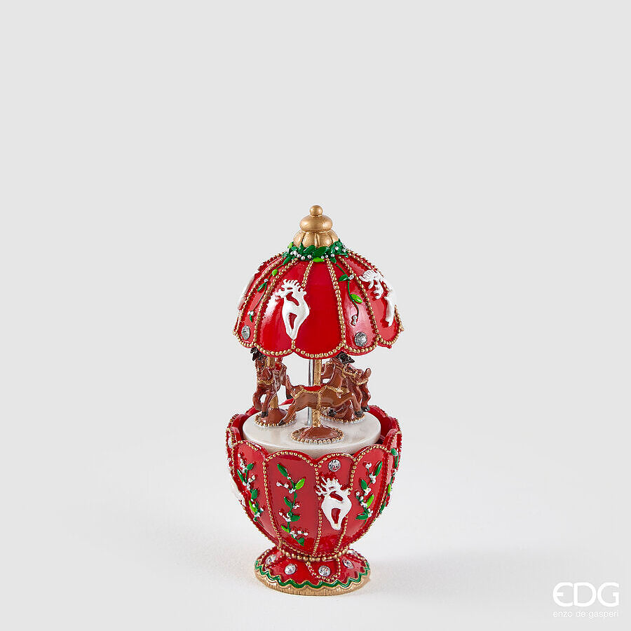 EDG Enzo De Gasperi Carillon Giostra con Renne H17 Ø7,5 cm Rosso – Decorazione di Natale