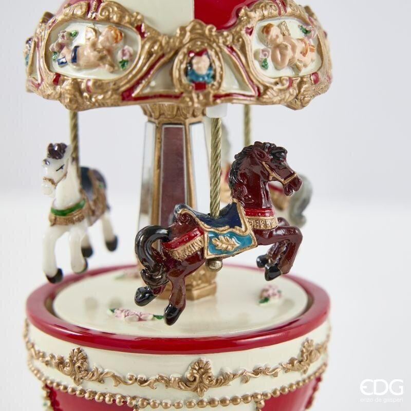 EDG Enzo De Gasperi Carillon Giostra Cavallo H18,5 Ø8,5 cm Bianco Rosso – Decorazione di Natale