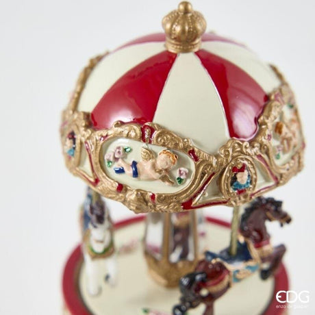 EDG Enzo De Gasperi Karussellspieldose Pferd H18,5 Ø8,5 cm Weiß Rot – Weihnachtsdekoration