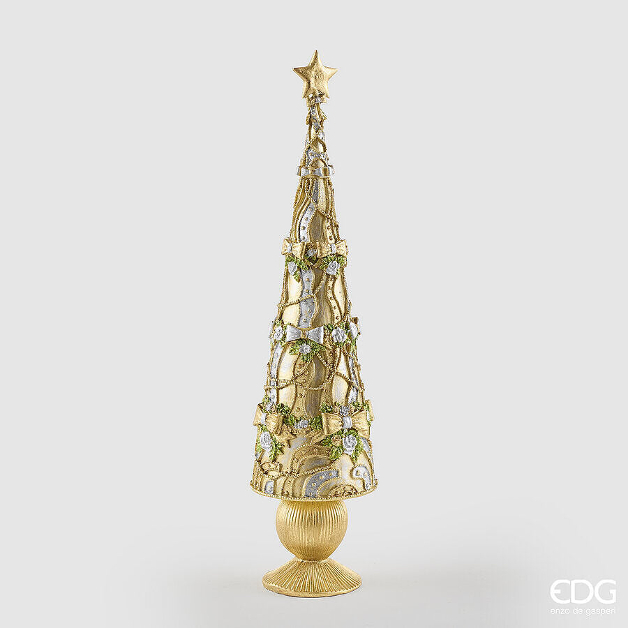 EDG Enzo De Gasperi Pino Decoglitter Silver Gold H47 Ø13 cm – Weihnachtsdekoration
