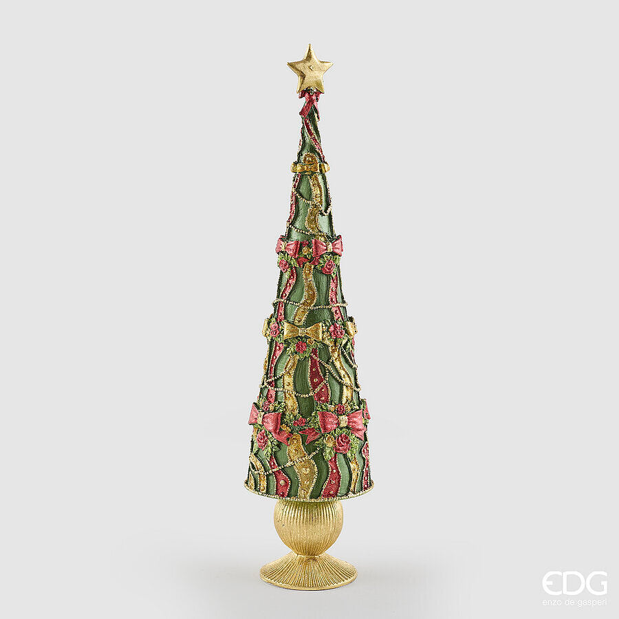 EDG Enzo De Gasperi Pino Decoglitter Grün Rot H47 Ø13 cm – Weihnachtsdekoration