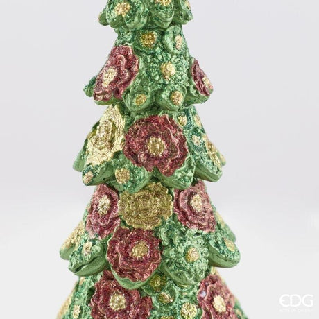 EDG Enzo De Gasperi Pino Decoglitter Green Red H47 Ø14 cm – Weihnachtsdekoration