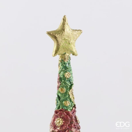 EDG Enzo De Gasperi Pino Decoglitter Grün Rot H36 Ø11 cm – Weihnachtsdekoration