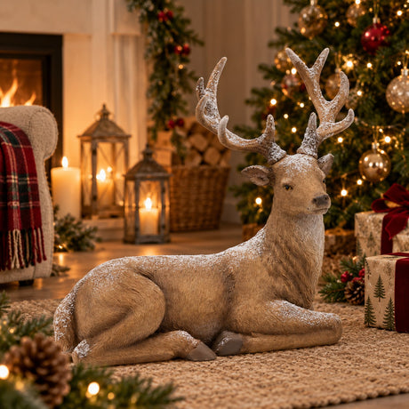 EDG Enzo De Gasperi Renna Natalizia Stesa H36x42x18 cm Marrone – Decorazione di Natale