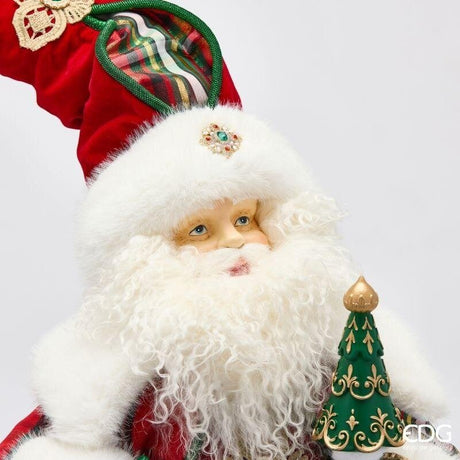 EDG Enzo De Gasperi Weihnachtsmann mit Stab H98 cm Grün Rot – Weihnachtsdeko