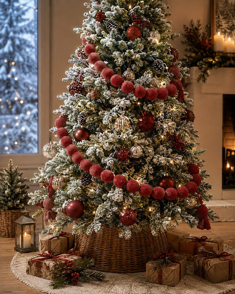 EDG Enzo De Gasperi Weihnachtsgirlande mit funkelnden roten Kugeln L180 cm Ø6 cm – Weihnachtsdeko