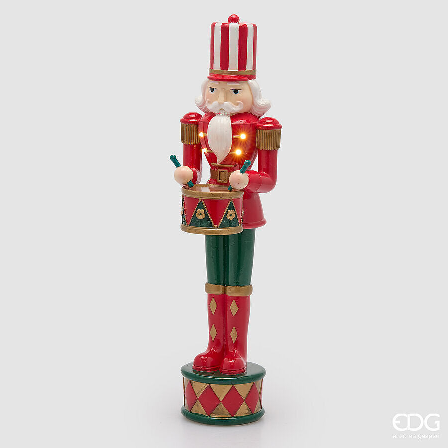 EDG Enzo De Gasperi Decoro Soldatino Green Red con LED H40 Ø11 cm – Decorazione di Natale