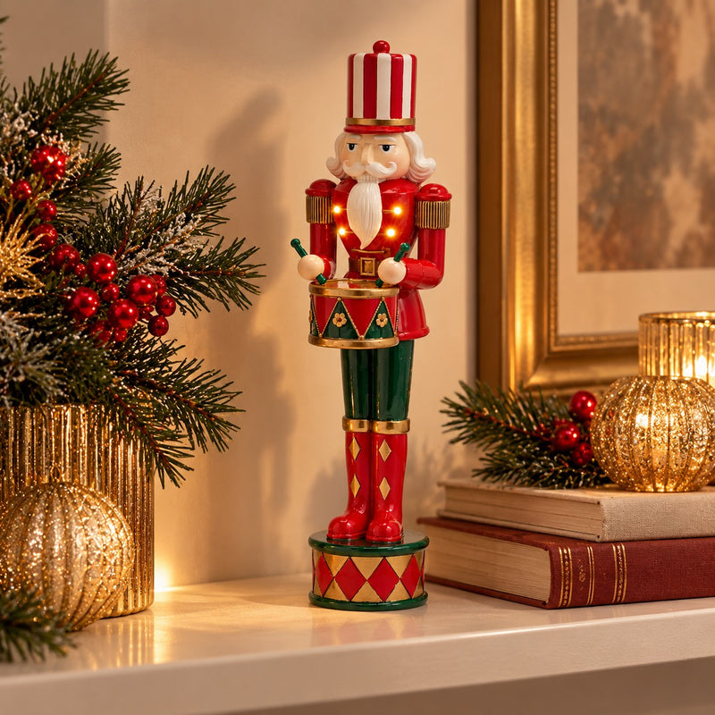 EDG Enzo De Gasperi Decoro Soldatino Green Red con LED H40 Ø11 cm – Decorazione di Natale