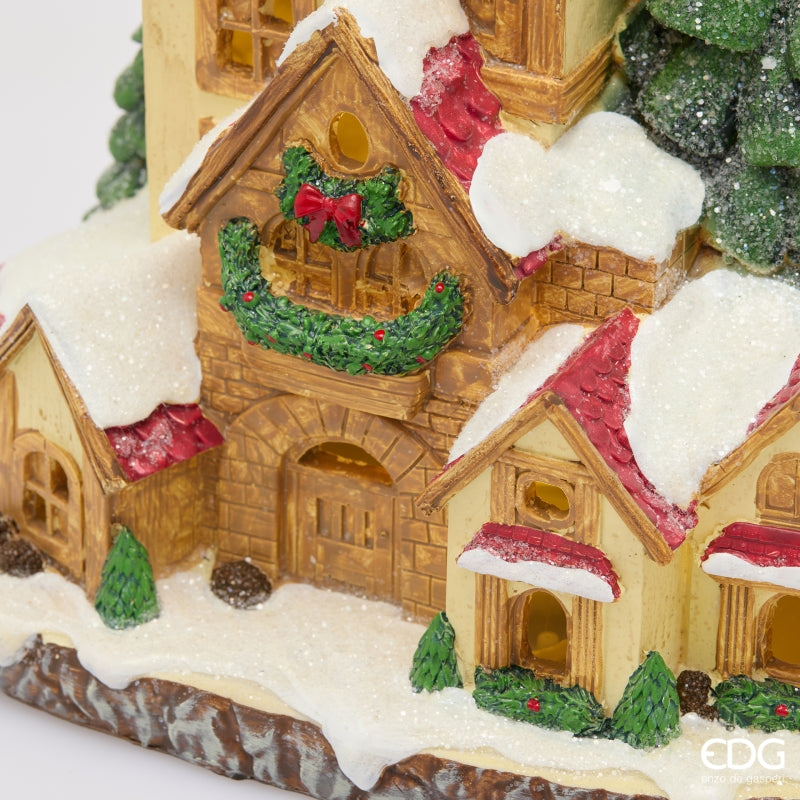 EDG Enzo De Gasperi Decoro Casa Kuckucksuhr mit LED Braun 26x17xH28 cm – Weihnachtsdekoration
