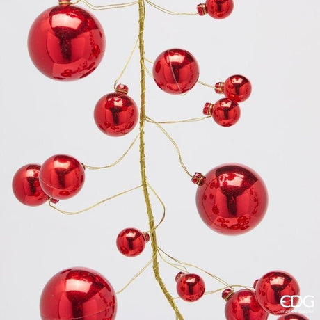 EDG Enzo De Gasperi Weihnachtsgirlande Kugeln Mix 100 Elemente H180 cm Rot – Weihnachtsdekoration