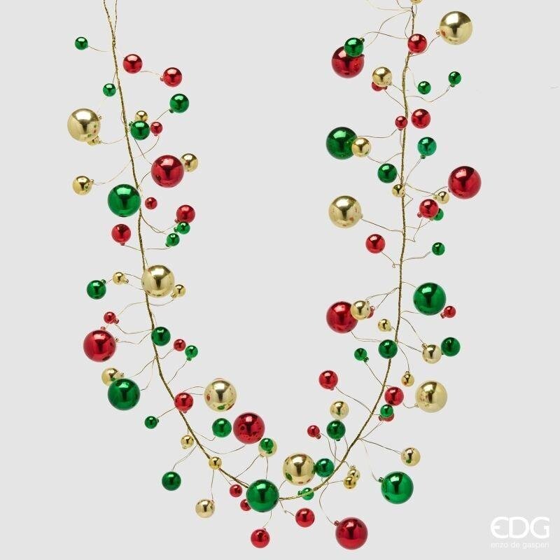 EDG Enzo De Gasperi Festone Natalizio Palle Mix 100 Elementi H180 cm Verde Rosso – Decorazione di Natale