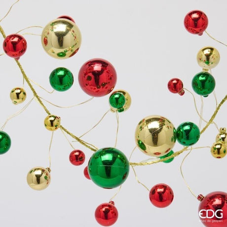 EDG Enzo De Gasperi Weihnachtsgirlande Palle Mix 100 Elemente H180 cm Grün Rot – Weihnachtsdekoration