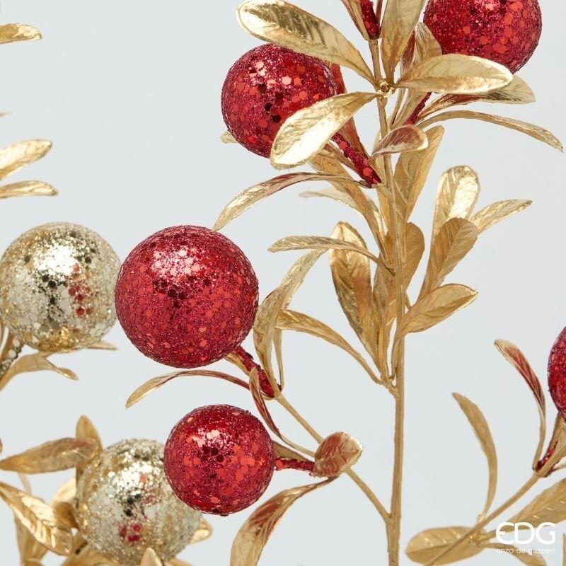 EDG Enzo De Gasperi Ramo Natalizio Palle Mix H75 cm Rosso Oro – Decorazione di Natale 1 Pz