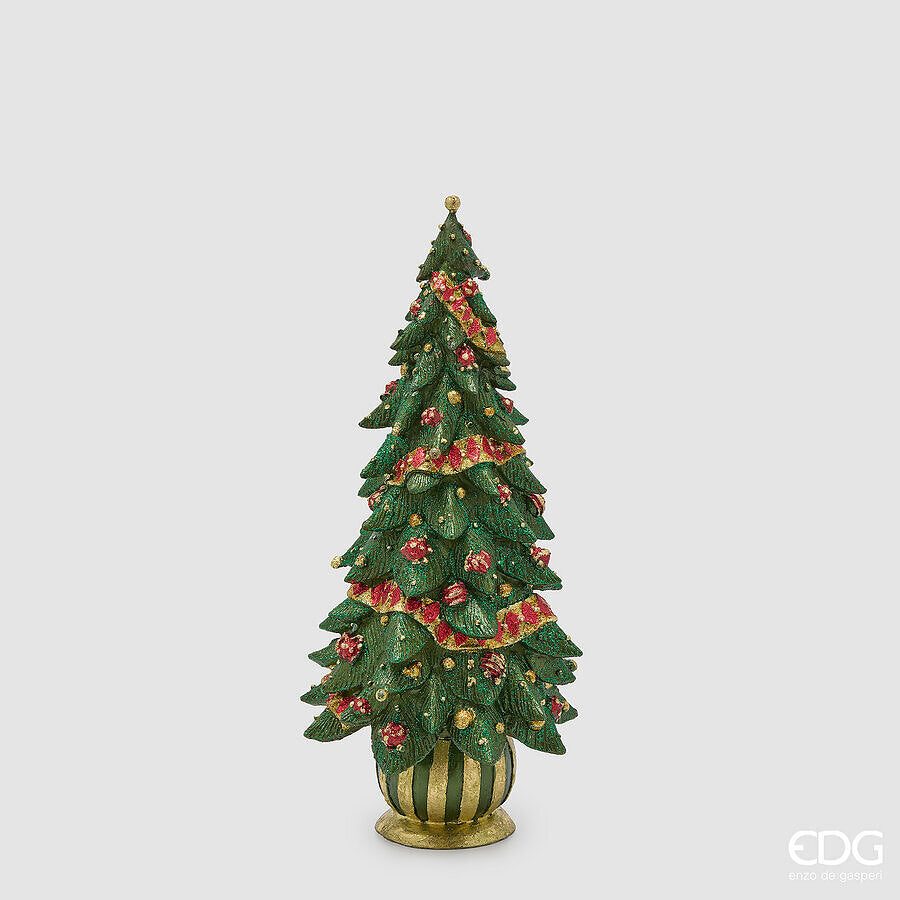 EDG Enzo De Gasperi Decoro Pino Decoglitter Grün Rot H33 Ø15 cm – Weihnachtsdekoration