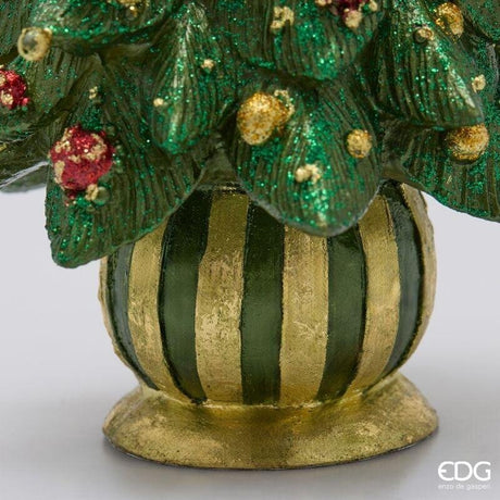 EDG Enzo De Gasperi Decoro Pino Decoglitter Grün Rot H33 Ø15 cm – Weihnachtsdekoration