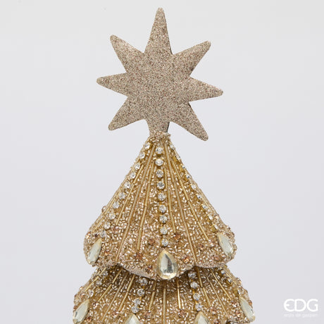 EDG Enzo De Gasperi Weihnachtskiefer mit Edelsteinen H46 Ø21 cm Helles Gold – Weihnachtsdekoration