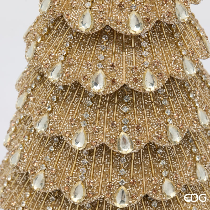 EDG Enzo De Gasperi Pino Natalizio con Gemme H46 Ø21 cm Oro Chiaro – Decorazione di Natale