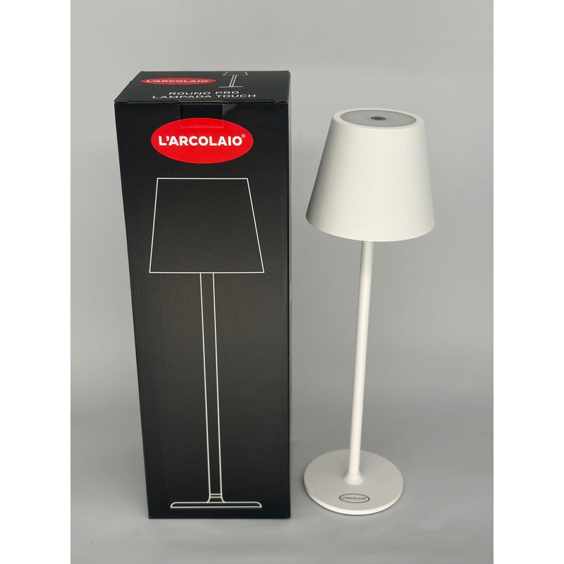 L'Arcolaio LED-Lampe Touch Wiederaufladbar H 38 cm 10 x 10 cm IP54 Round Pro Weiß