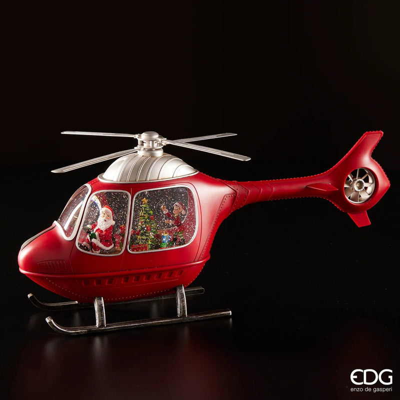 EDG Enzo De Gasperi Weihnachtsdeko Hubschrauber H 23 Cm L 47 Cm L 10,5 Cm Musik Mov. Led Rot
