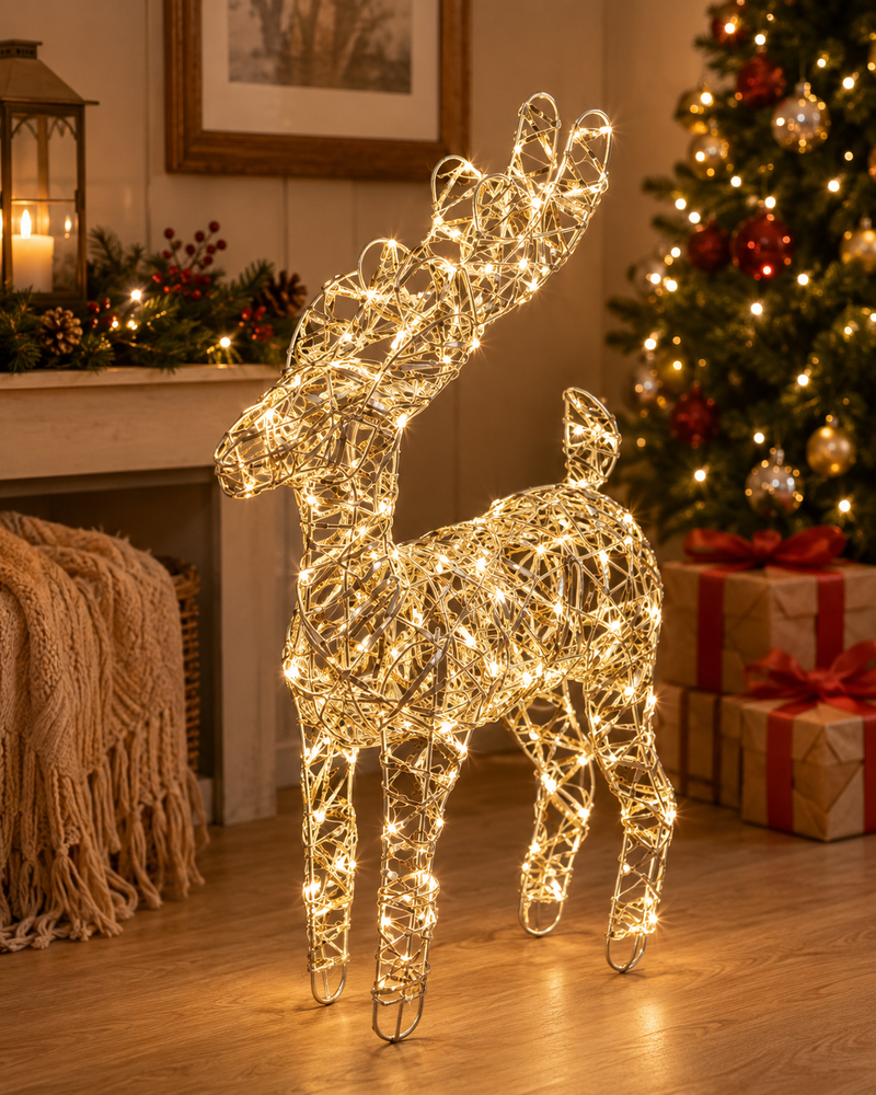 EDG Enzo De Gasperi Dekoration Rentier Weihnachten Led Geflecht 40 MicroLed H 37 Cm L 25 Cm L 12 Cm IP20 Gold