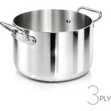 AGNELLI Kochtopf Hoch Aluinox 3ply 2 Griffe Edelstahl poliert 32x20 cm