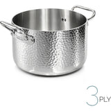 AGNELLI Casseruola Alta Martellato Aluinox 3 Ply 16x12 Cm con 2 Maniglie in Acciaio Inox