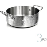 AGNELLI Flacher Topf Gehämmert Aluinox 3-lagig 24x9,5 cm mit 2 Edelstahlgriffen