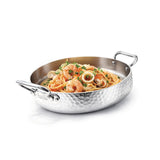 AGNELLI Pfanne Aluinox Gehämmert 3PLY 28x6 cm mit 2 Griffen aus Edelstahl