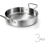 AGNELLI Pfanne Aluinox Gehämmert 3PLY 28x6 cm mit 2 Griffen aus Edelstahl