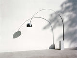 sigerico sigerico lampada da terra base marmo bianco paralume satinato