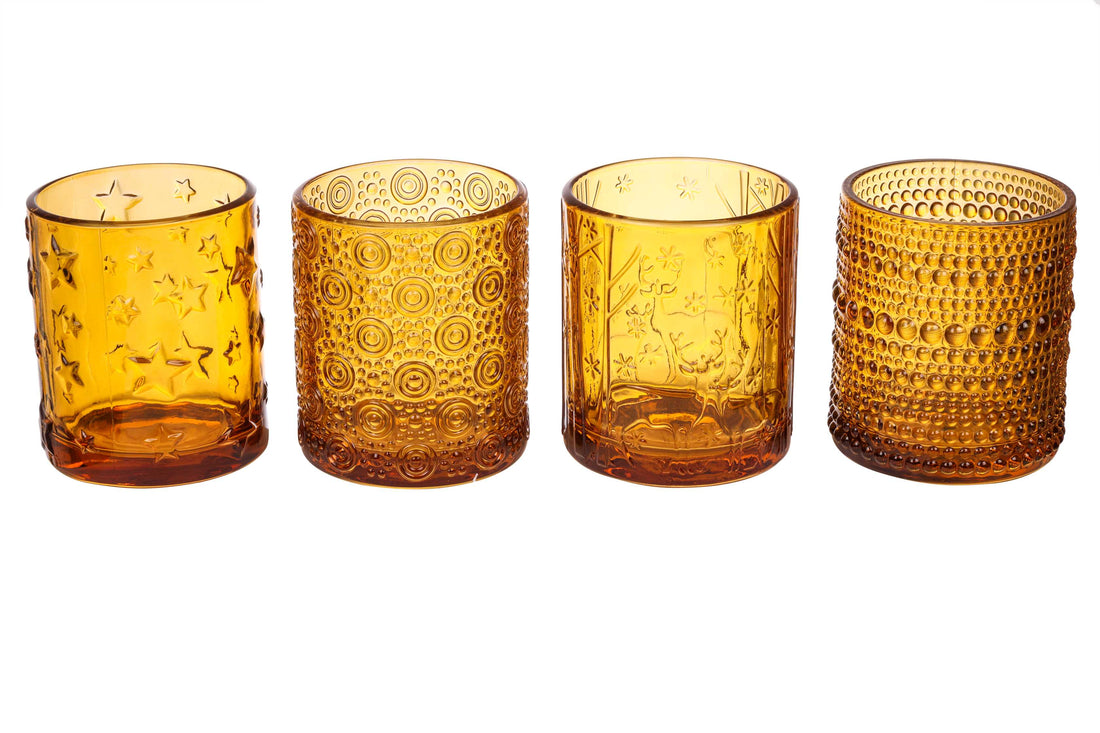 ARPIMEX Kerzenhalter-Glas Weihnachten Ø 8,8 cm H 10 cm Braun sortiert 1 Stk.